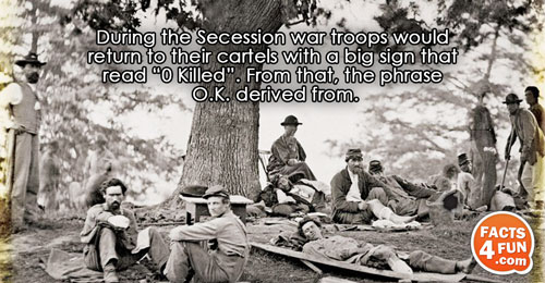 During the Secession war troops would return to their cartels with a big sign that read